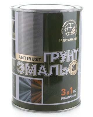 Грунт-эмаль по ржавчине 3в1 серая 0,9кг Радуга